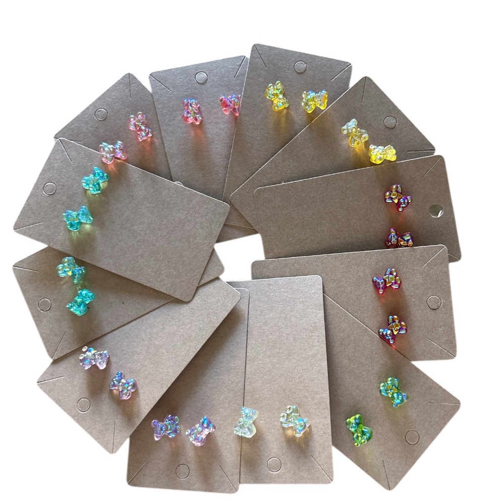 2/14 Iridescent Teddy Bear Crystal Stud Earrings NEW - Picture 2 of 9